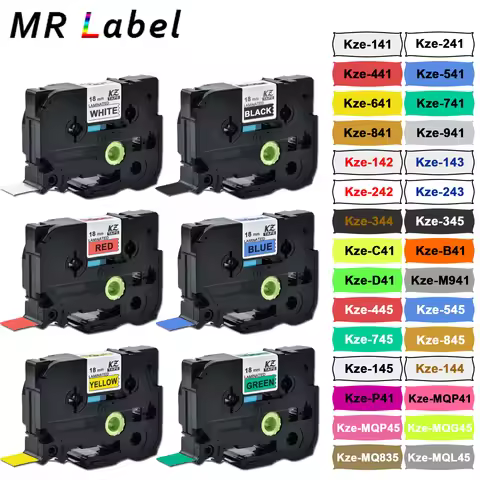 1pcs 18mmx8m Compatible TZe-241 TZ241 tze-345 tze141 tz-641 tze741 SE4 Labeling Laminated Tape FOR P