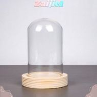 ZAIJIE1 Glass Bell Shape Dome,  Tabletop Centerpiece Cloche Glass Dome, Durable Practical with Wooden Base Easy to Use Bell Jar Display  Flower Storage