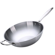 Non-Lampblack Non-Stick Pan304Stainless Steel Wok Household Uncoated Frying Pan Induction Cooker Flat Bottom round Bottom Cross