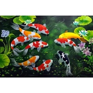 Print Painting, KOI GOLDFISH, JUMBO Size, 100x70cm & 150x100cm & 200x100cm/ Print Poster/ Wall Decor
