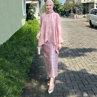 ALANA Set Viscose Songket setelan Viscose rok songket Viscose Polos Semi Sutera baju Kondangan baju