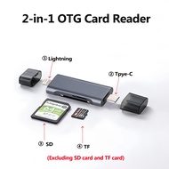 2 in 1 SD Card Reader for iPhone iPad Samsung Huawei Sony Google, Dual Connector (Lightning&USB-C) T