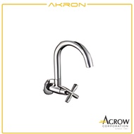 AKRON CP Brass Wall Mounted Basin Tap With Cross Handle.