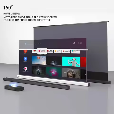 Max 150 inch ALR Projector Screen Motorized Floor Rising Grey Crystal Projection Screen for Ultra Sh