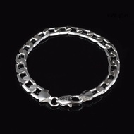 [GZM]Chain Bracelet Exquisite Durable Sliver Plated Sideways Luxurious Men Bangle for Business