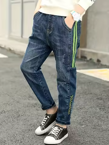 IENENS Kids Boys Jeans Baby Slim Fit Pants Children Denim Clothing Boy Casual Wear Bottoms Trousers 