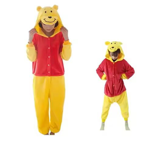 ABC123Winnie the Pooh Bear Kigurumi Onesies Cosplay Costume Adult Children Kids Pajamas Jumpsuit Par