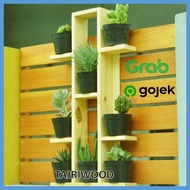 RAK DINDING KAYU TEMPAT POT BUNGA KAKTUS / RAK BUNGA SUSUN MINIMALIS - LEAVESHOPP penyimpanan