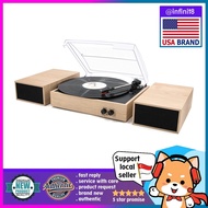 [sgstock] LP&amp;No.1 Bluetooth Turntable Hi-fi System with Bookshelf Speakers, 3 Speed Vintage Belt-Drive Turntable with Wi