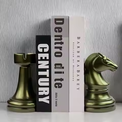 Decorative Bookends Chess Bookends, Aeneo Heavy Book Ends Stopper, Modern Book Ends for Shelves Offi