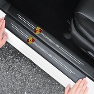 Porsche Carbon Fiber Leather Threshold Strip  Suitable for Porsche  Panamera Macan Cayenne Taycan 91