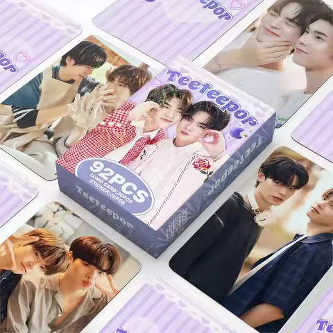 92PCS TeeTeePor Photocards with Mini Stickers Set Thai Actor Idol Lomo Cards for BL Drama Fans Colle