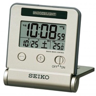 SEIKO Clock Alarm Traveler Radio Waves Digital Automatic Lighting Calendar Temperature Express Light Gold SQ772G