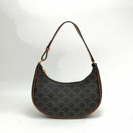 CELINE AVA豌豆包腋下包中號凱旋門褐色PVC金扣肩背包