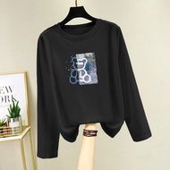 Taiwan Taiwan Ready Stock 100% Cotton Long-Sleeved T-Shirt Cute Printed Loose All-Match Bottoming Sh
