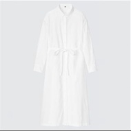 近全新 Uniqlo 白色 A字長洋裝 長版襯衫 洋裝