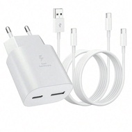 USB-C Charger, 25W Dual USB-C Port Fast Charging, With A 60W USB/USB-C To Type-C Fast Charging Cable