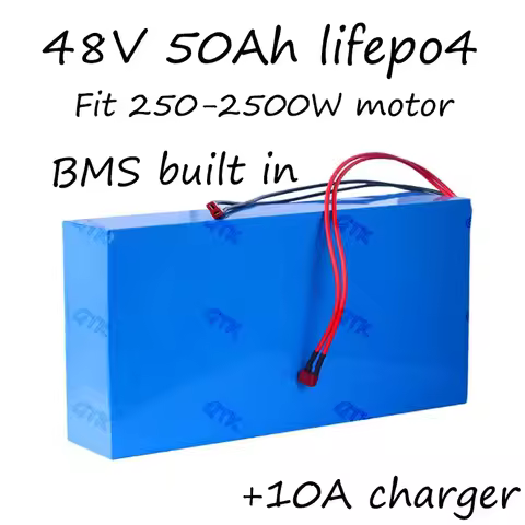 48V 50Ah 52v LiFePo4 fit 250W to 2400W motor Lifepo4 Battery solar storage UPS BMS built in