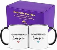 Boyfriend and Girlfriend Coffee Mug Gift Set,Fiance and Fiancee Couple Mug,Engagement Gifts for Coup