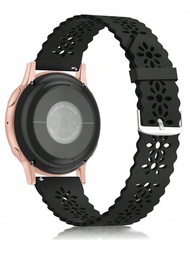 1入組男女黑色時尚空心運動矽膠錶帶,適用於三星、華為、小米、amazfit等品牌的智能手錶,通用20毫米22毫米替換手帶