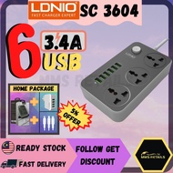 Extension Plug LDNIO SC3604 Power Strip 3 Universal Socket 6 USB Power Socket Sc3412 2m UK Plug Trav