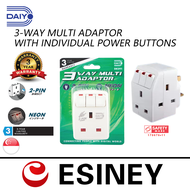 Daiyo DE 291 3 Way Multi Adaptor With Switch &amp; Neon (Packet of 2)