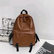 Tas Ransel Unisex Casual Kulit Sintetis Warna-Warni Anti Air Gaya Korea