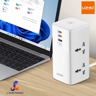 LDNIO SC4383 2500W รางปลั๊กไฟ เดสก์ท็อป พร้อมทื่ชาร์จมือถือ แท็บเหล็กUSB/Type-c ชาร์จเล็ว70W