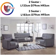 High Back 2+3 Seater Sofa Set in PVC Brown /Fabric Grey (METAL LEGS)