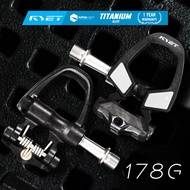 New RYET 198g Ultralight Carbon Road Bike Pedals CNC Titanium Spindle DU+3 Sealed Bearings 6° Float 