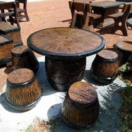 Set Kerusi Meja Batu Wooden Style / Kerusi Batu Taman / For Booking Only