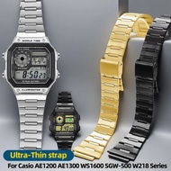 Ultra-Thin Stainless Steel Watch Band For Casio AE1200 AE1300 WS1600 SGW-500 W218 Series Men's Watch
