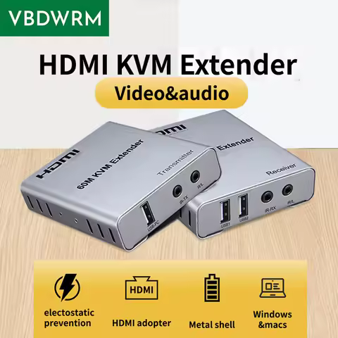 1080P/4K HDMI KVM Extender over Cat5E/6 Cable HDMI USB KVM Extender Receiver Kit with HDMI Loop HDMI