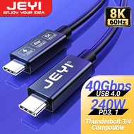 JEYI Thunderbolt 4 Cable USB4.0 40Gbps Coaxial Wire With PD3.1 240W Charging 8K Display/Dual 4K, Com