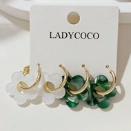 2 Pairs Fashionable & Cute Acrylic 5-Petal Pendant Earrings, Suitable For Women, Great For Dates, Pa