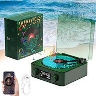 Vinyl Record Player with Water Waves Lamp, Dark Green Waves Vinyl Player, Waves Bluetooth Turntable,