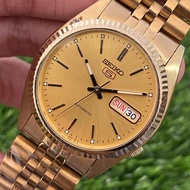 SEIKO 5 PRESIDENT SNXJ94 AUTOMATIC 7s26-0500 GOLD DIAL FLUTED