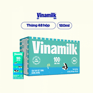 THÙNG 48 HỘP SỮA TƯƠI TIỆT TRÙNG VINAMILK 100% KHÔNG ĐƯỜNG 180ML