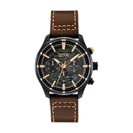 Solvil et Titus Saber Men Chronograph Quartz in Black Dial and Dark Brown Leather Strap W06-03287-010