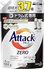Kao Attack Zero Laundry Detergent Large Capacity, For Drum-type Use, Refill 4.6 lbs (1,350 g)