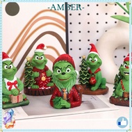 AMBER Grinch Statue, Crafts Scene Model Grinch Figure, Merry Christmas Resin Grinch Ornament