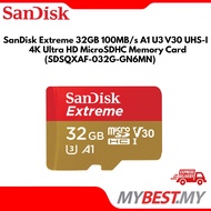 SanDisk Extreme 32GB 100MB/s A1 U3 V30 UHS-I 4K Ultra HD MicroSDHC Memory Card (SDSQXAF-032G-GN6MN)