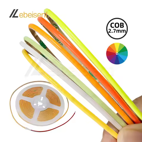 5M/Roll 2.7mm Ultra narrow COB LED Strip Light DC 12V Single Color 480 LEDs/m RA90 Lighting for Indo