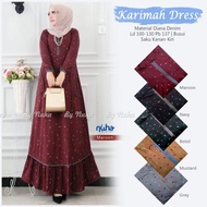karimah dress diana denim grey abu busui realpict original - maroon