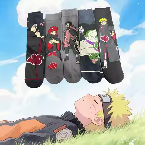 1/5 Pairs Naruto Anime Trendy Knitted Knee-High Socks Unisex
