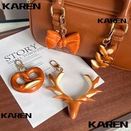 KAREN1 Simulated Food Keychain, PVC Alkaline Water Bread Key Ring, Novelty Hand Croissant Model Simu