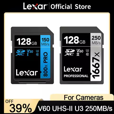 Lexar SD Card Class 10 V10 V30 V60 U3 UHS-I/UHS-II 32GB 64GB 128GB 256GB 512GB SDHC SDXC High Speed 