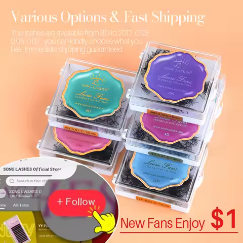 Song Lashes8D Pointy Base Premade Fans Loose Fans Medium Stem Sharp Thin Pointy Base Promade Volume 