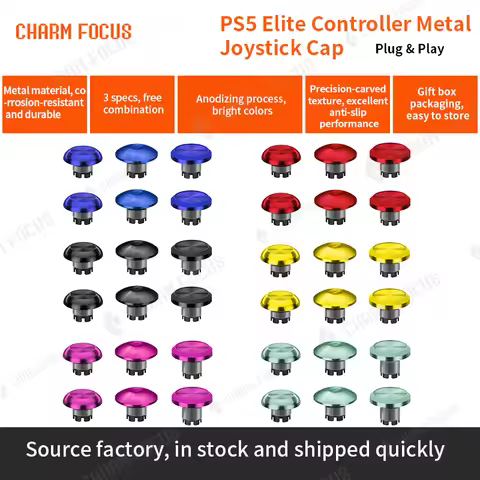 Metal Thumb Stick Accessory Kit for PS5 Dualsense Edge Controller, Custom Metal Analog Stick Joystic