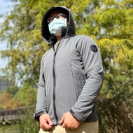 [A-1] Soft Shell Hooded Warm Jacket Flower Gauze Gray 80012-55 Water Repellent